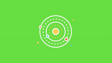 video en 4k de la estructura del espacio de dibujos animados en fondo verde.
