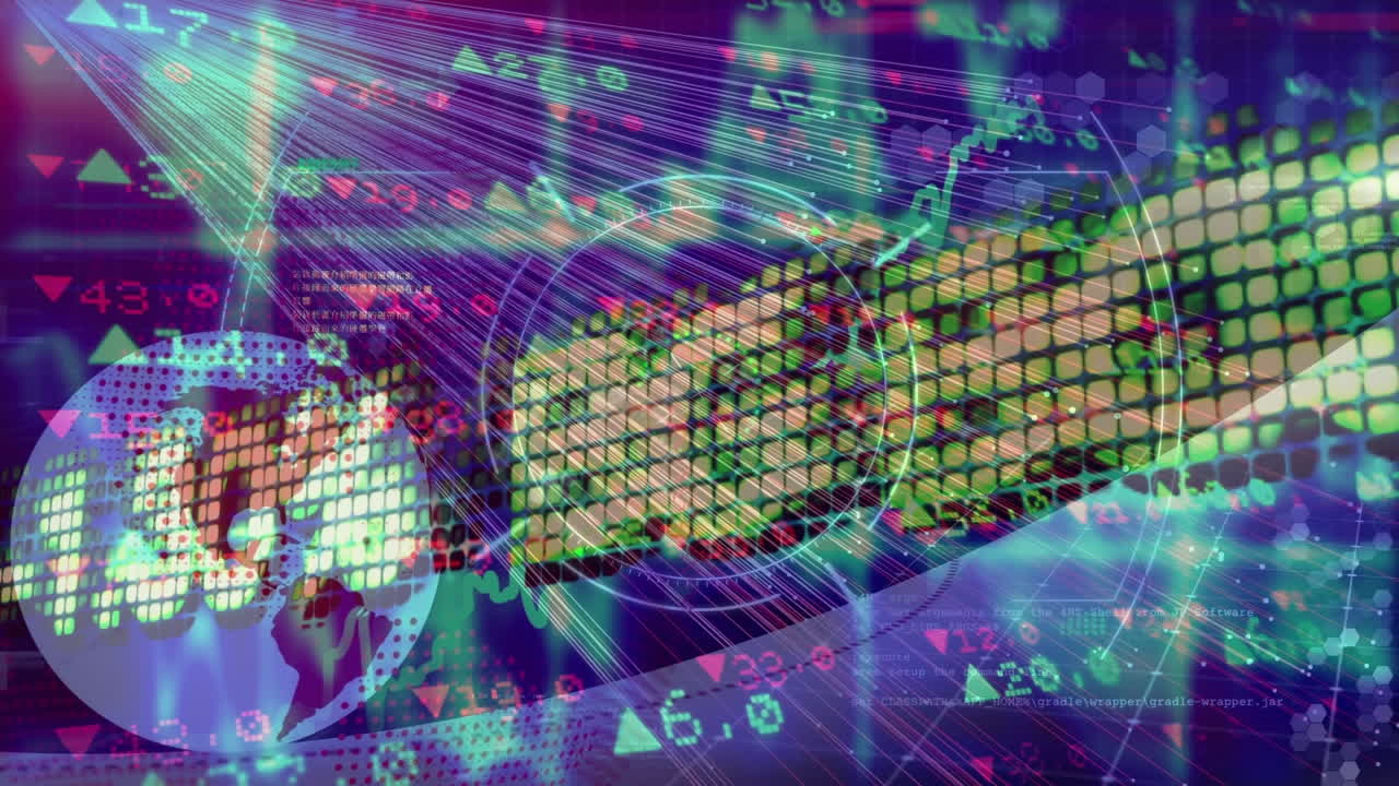 形状と地球上のデータ処理のアニメーション