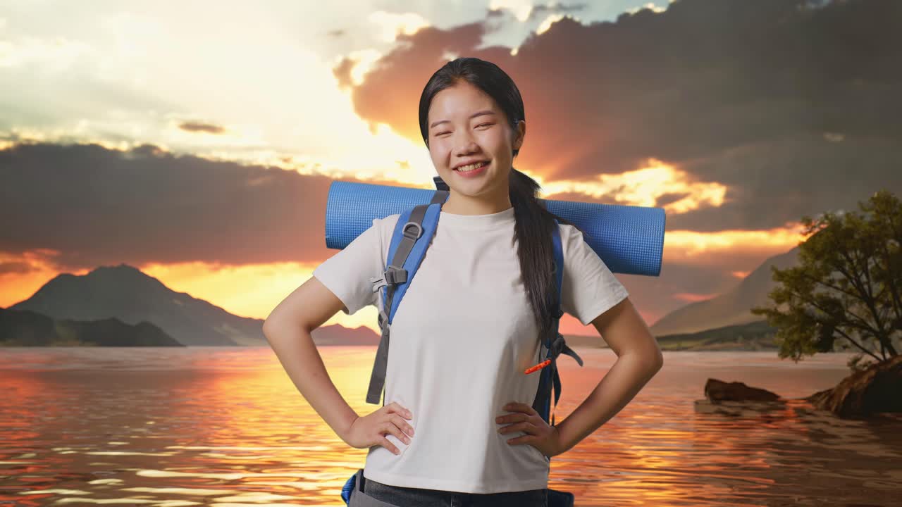 해가 지면 산책 하는 여자