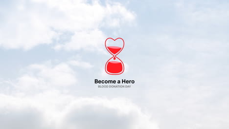 animación de la forma del corazón bolsa de sangre y convertirse en un texto héroe sobre las nubes