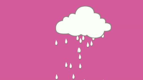 Moving-white-cloud-and-Water-drop-rain-animation-on-pink-magenta-background