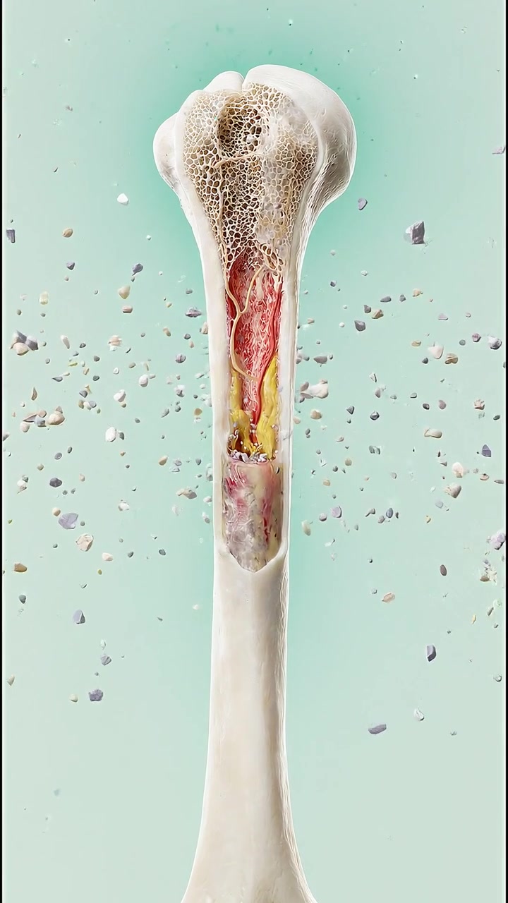 3D medicinsk animation af menneskets knoglestruktur og knoglemarv