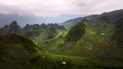 aerial view of stunning green mountains and valley