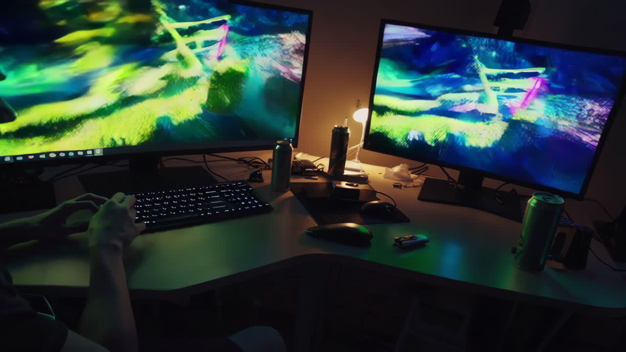 Gaming Setup at Night