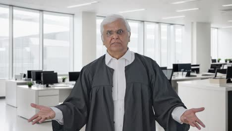 angry indian senior lawyer presenting his case in court