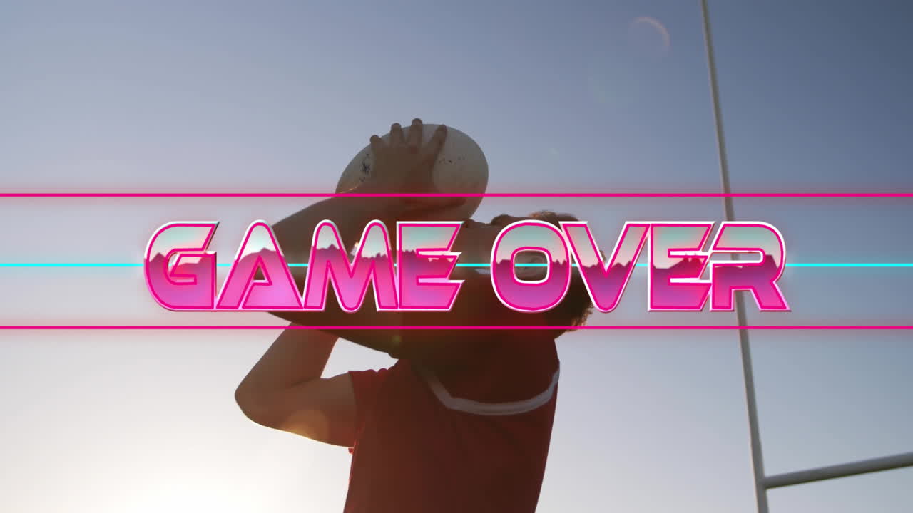 카우카스 남성 럭비 선수에 대한 텍스트를 통해 게임의 애니메이션