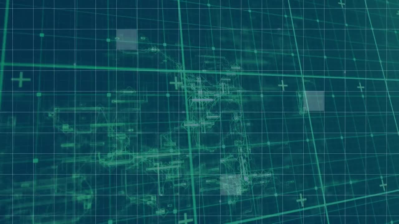 animación digital de la red de conexiones a través de la red de red sobre fondo azul