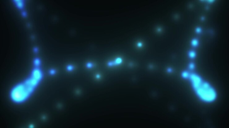 Sfondo astratto in movimento con particelle di luce blu luminose