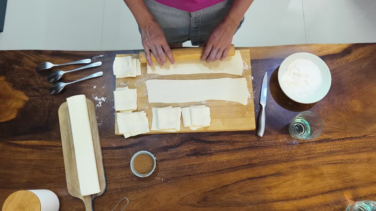 Preparing Pastry with Rolling Pin