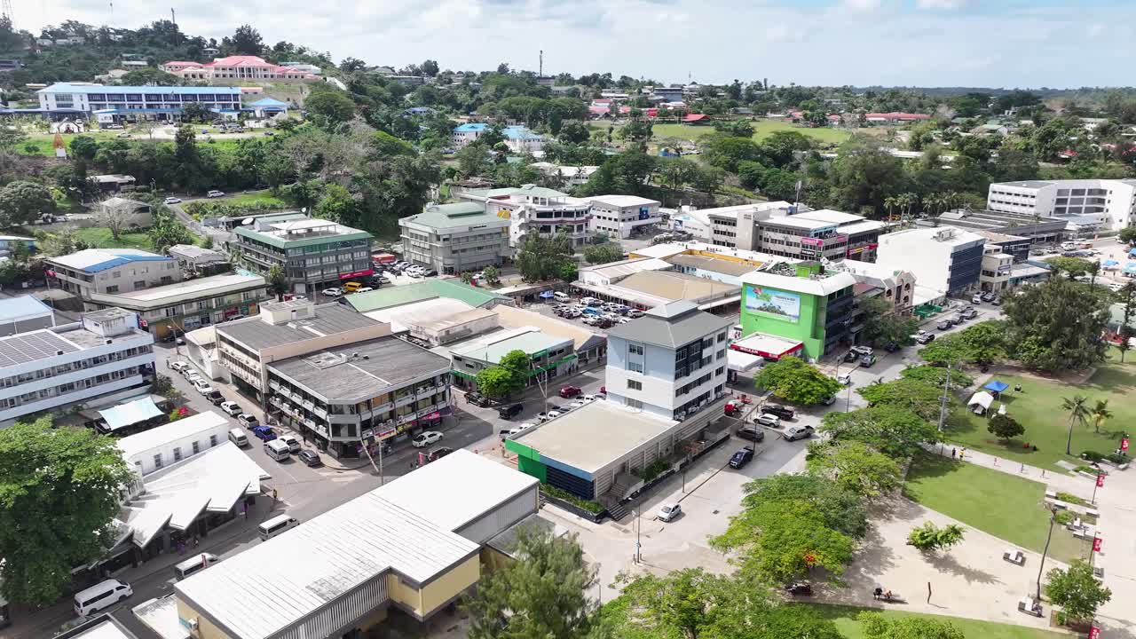 Aerial View of a City in the Pacific Islands