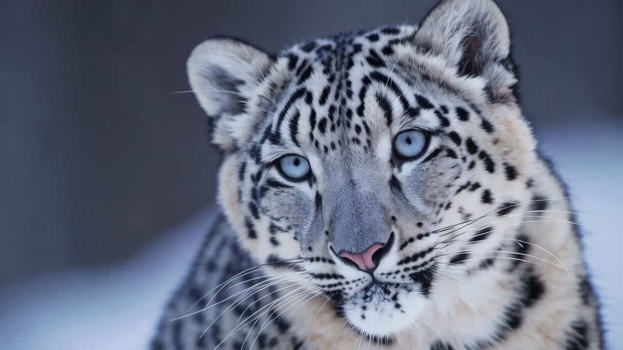 leopardo de nieve en un paisaje nevado