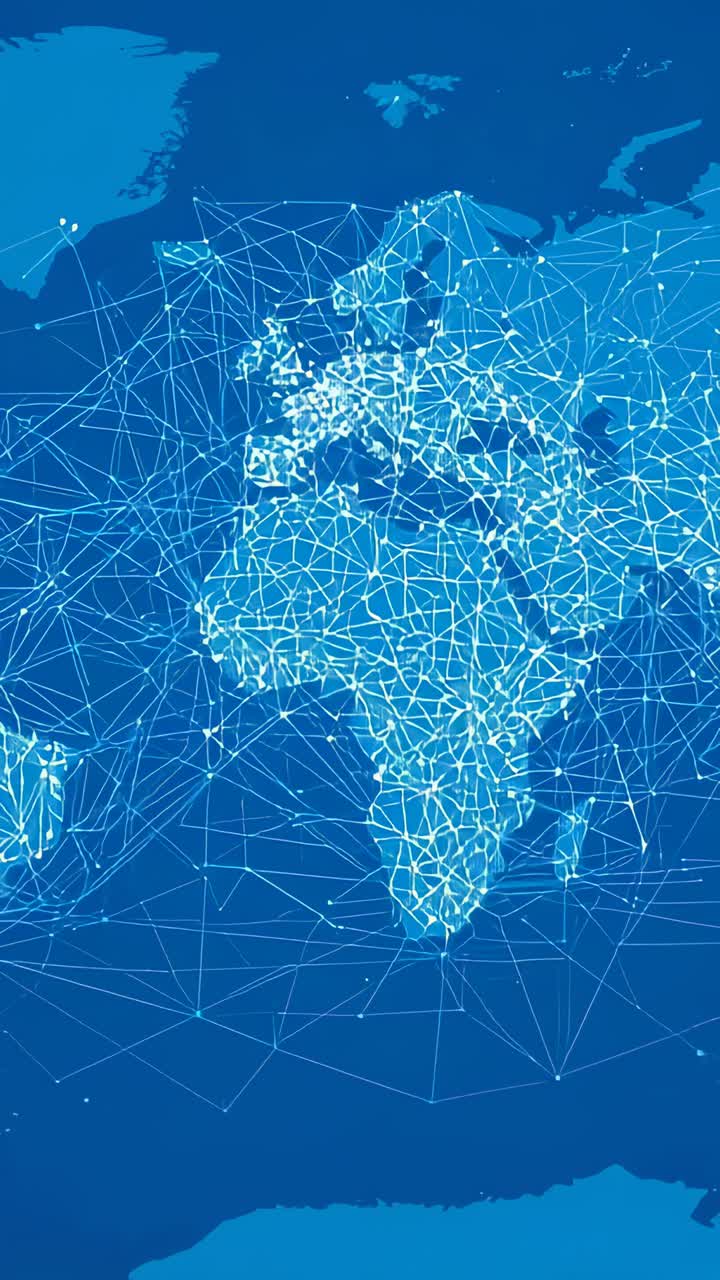 Vertical video: Starting animation over Africa map, nodes pulsing and Europe cluster intensifying