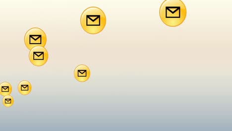 Animation-of-message-icons-floating-against-grey-gradient-background
