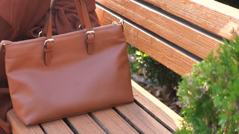 brown leather handbag