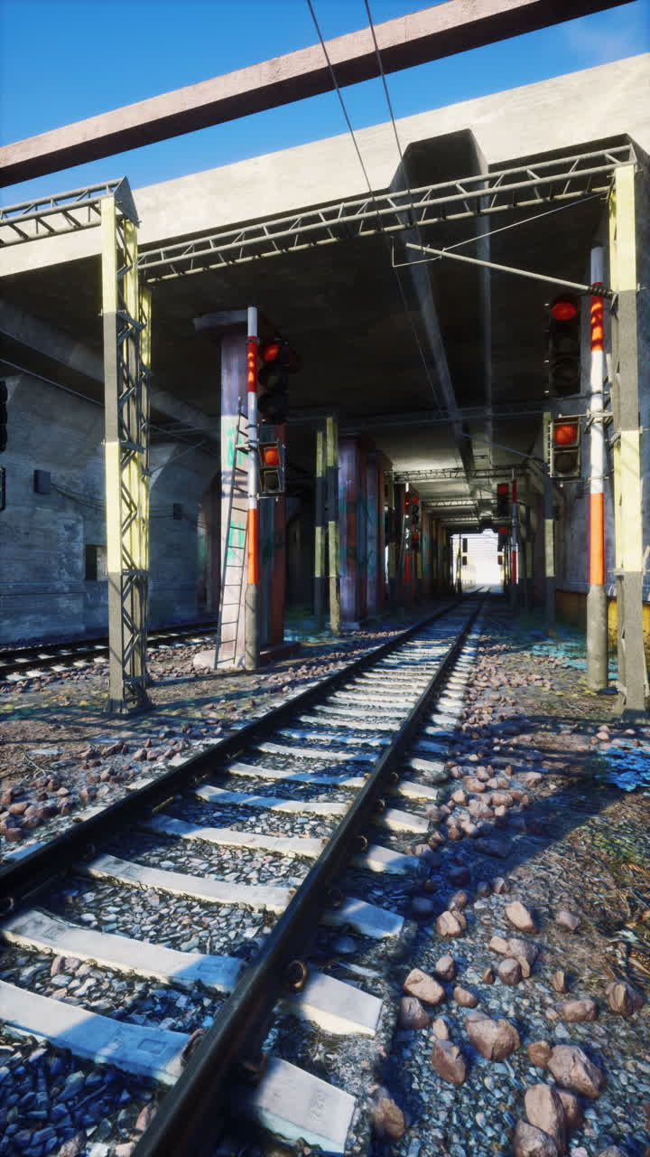 활발한 기차역을 통과하는 열차 트랙