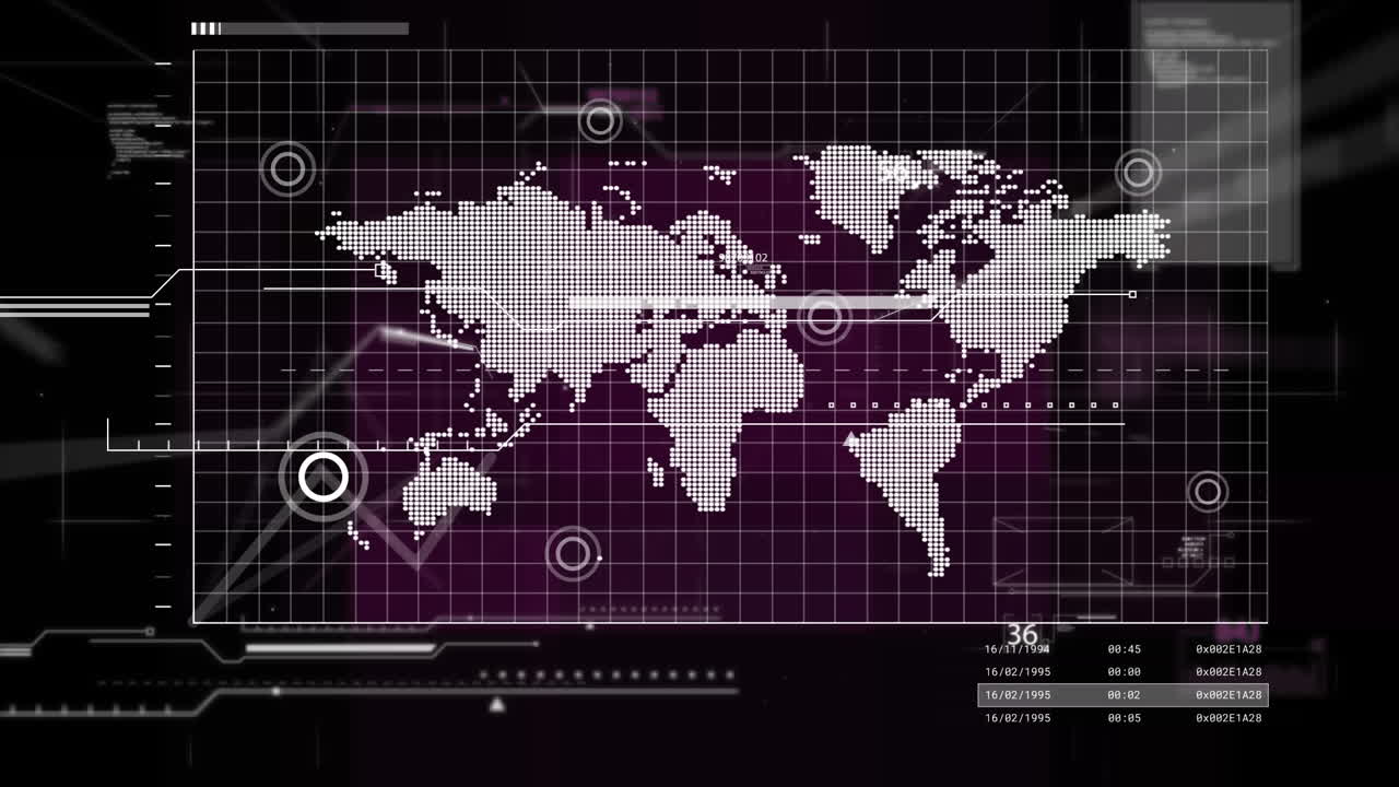 Animation of statistics and data processing over world map