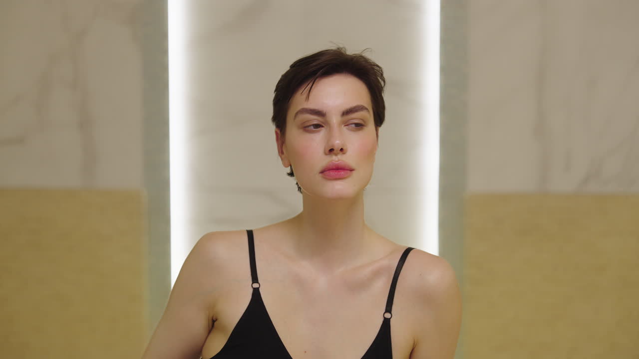 Woman in black lingerie portrait