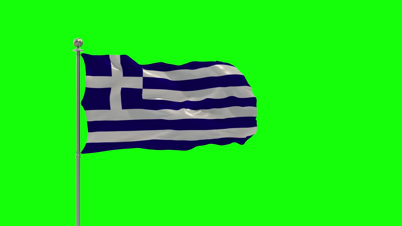 Greece 3D Illustration Of The Waving flag On a Pole With Chroma