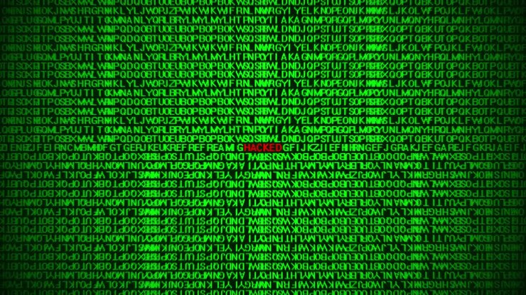 Data code animation showing danger message by hacking