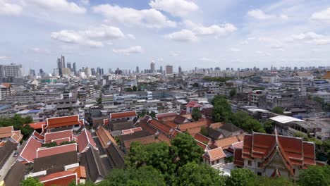 a captivating aerial view showcasing the blend of traditional rooftops and modern skyscrapers bangkok