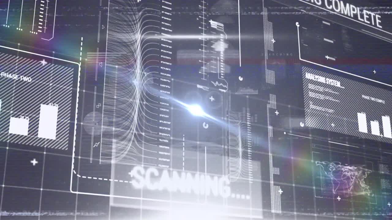 밝은 빛으로 화면에서 데이터 처리의 애니메이션