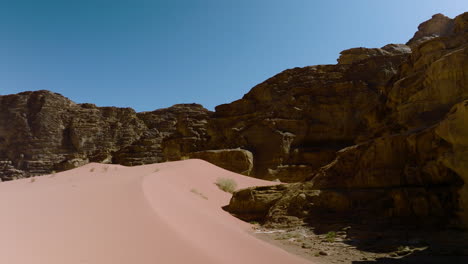 sand dunes and rock formations in wadi rum protected area, unesco world heritage site in jordan