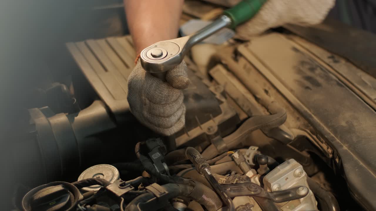 mecánico de automóviles que repara motores de automóviles