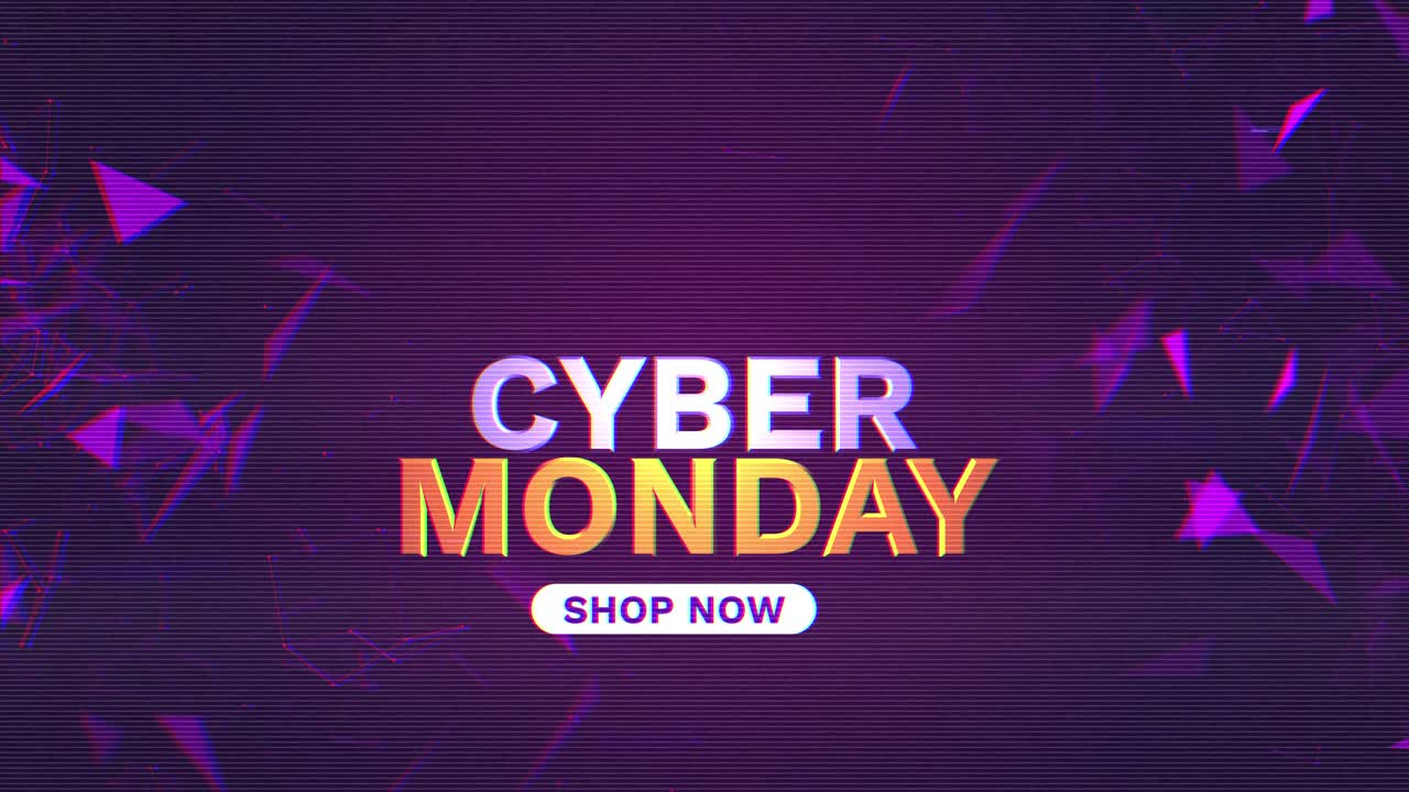 Cyber Monday Shop Now Text with Glitch Effect