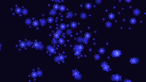 movimiento de copos de nieve coloridos en degradado negro