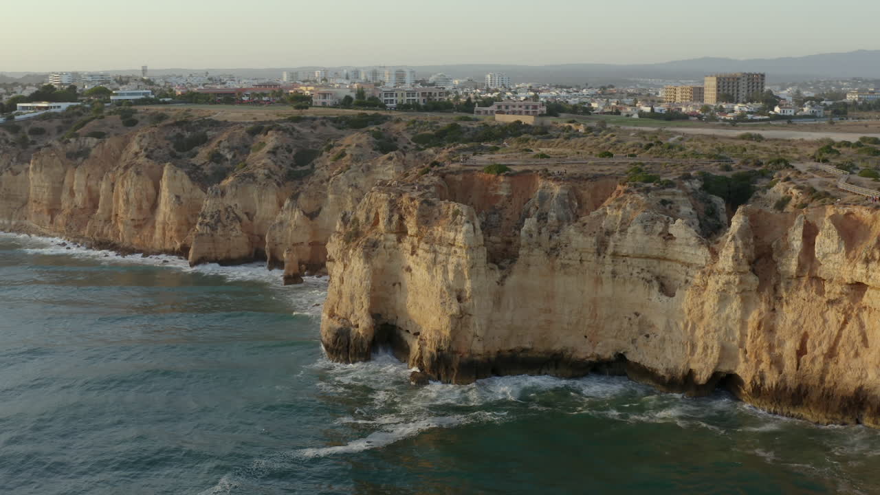 Wide Shot of a Shore Cliff during Sunset