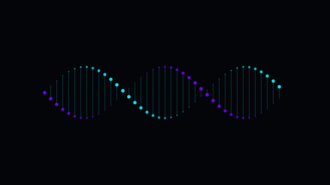 Rotating DNA Double Helix Animation on Black Background