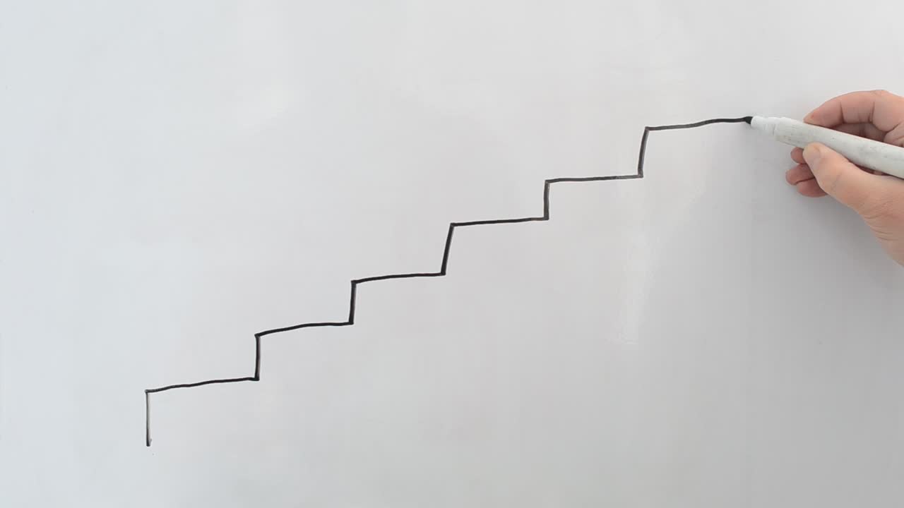 The schedule on a white board in the form of a ladder. We draw a marker