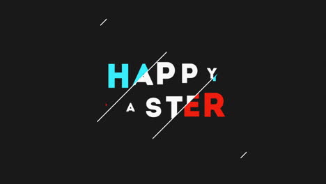 happy easter with lines pattern on black gradient