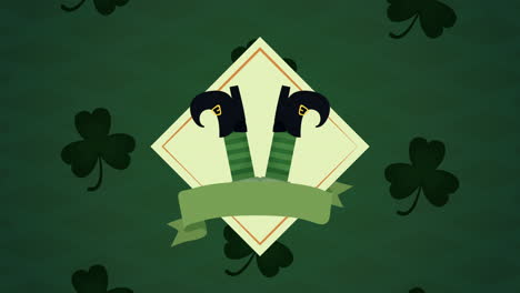 st patricks day animated card with elf legs and clovers