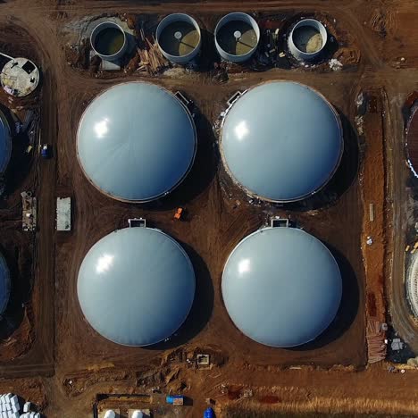 bio gas factory construction. modern plant building. aerial view on the modern biofuel factory. view from above