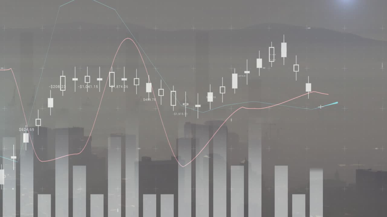 Trend line descending causing bars shifting, candles shrinking rising illustrating market shift