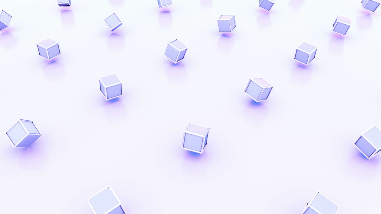 Abstract geometric pastel 3d rotating cubes on white background animation. 4k seamless loop footage.