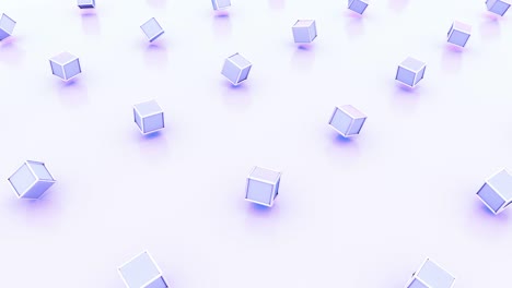 abstract geometric pastel 3d rotating cubes on white background animation. 4k seamless loop footage.