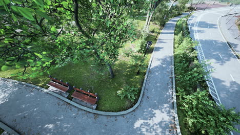 top view on holiday park alley