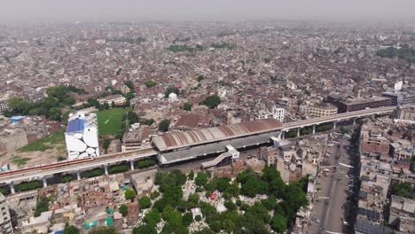 aerial view of lahore, pakistan - densely populated cityscape. downtown