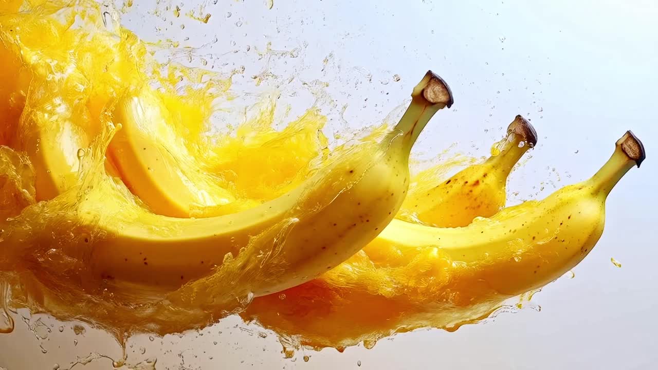 Bananas Splashing into Yellow Juice