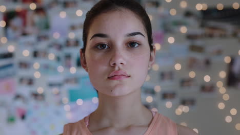 portrait beautiful teenage girl looking confident teenager at home teen self image concept 4k footage