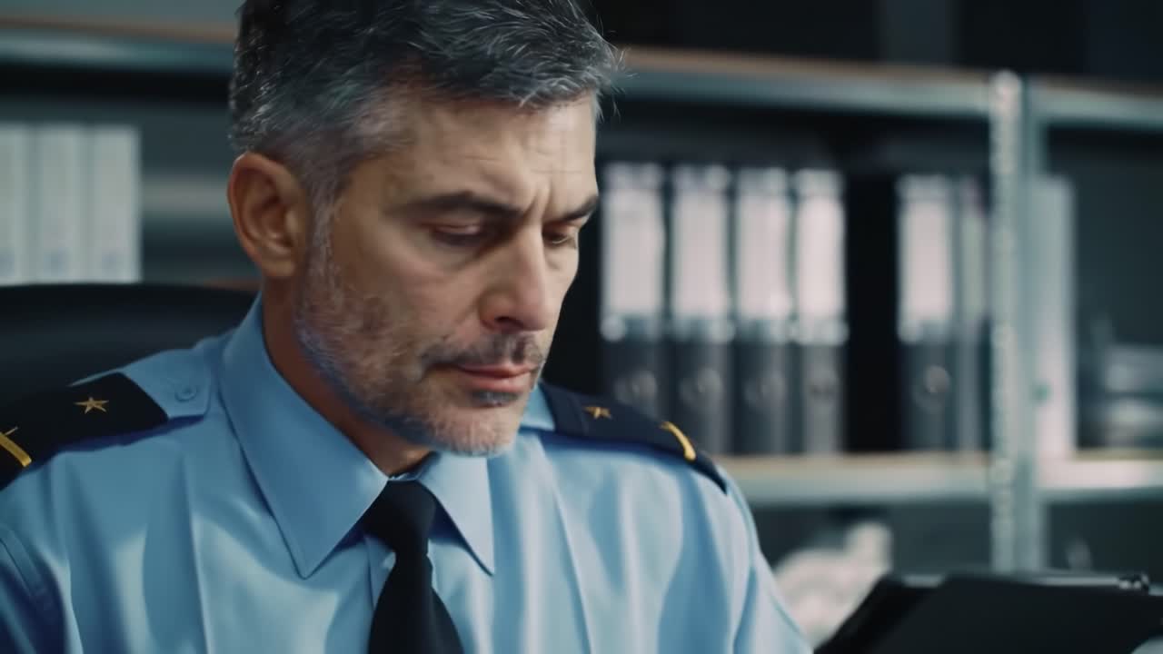 Police Officer Working in an Office