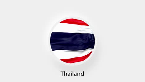 thailand circular flag loop. animated national flag of thailand. realistic thailand flag waving. 4k video