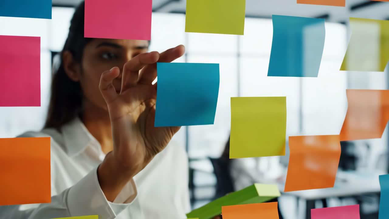 Woman planning with sticky notes