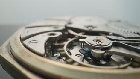 close-up of a vintage watch movement