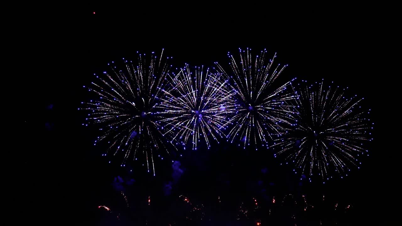 Colorful fireworks exploding in the night sky. Celebrations and events in bright colors.