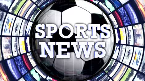 sports news text animation and monitors tunnel, rendering, background, loop