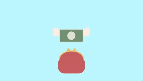 an animation of feathered money flying out of a wallet