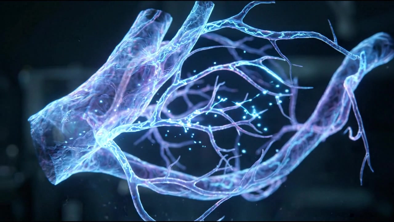 Ologramma della struttura microscopica del tessuto cardiaco del cuore umano